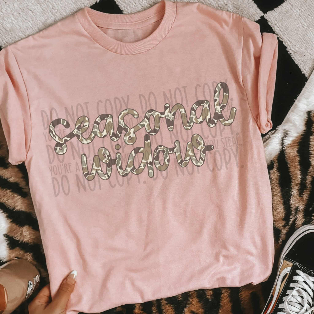 Seasonal widow camo font (SWD) DTF transfer