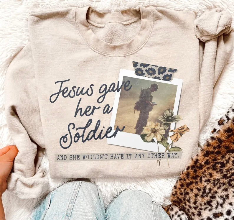 Jesus gave her a soldier 98561 DTF transfer
