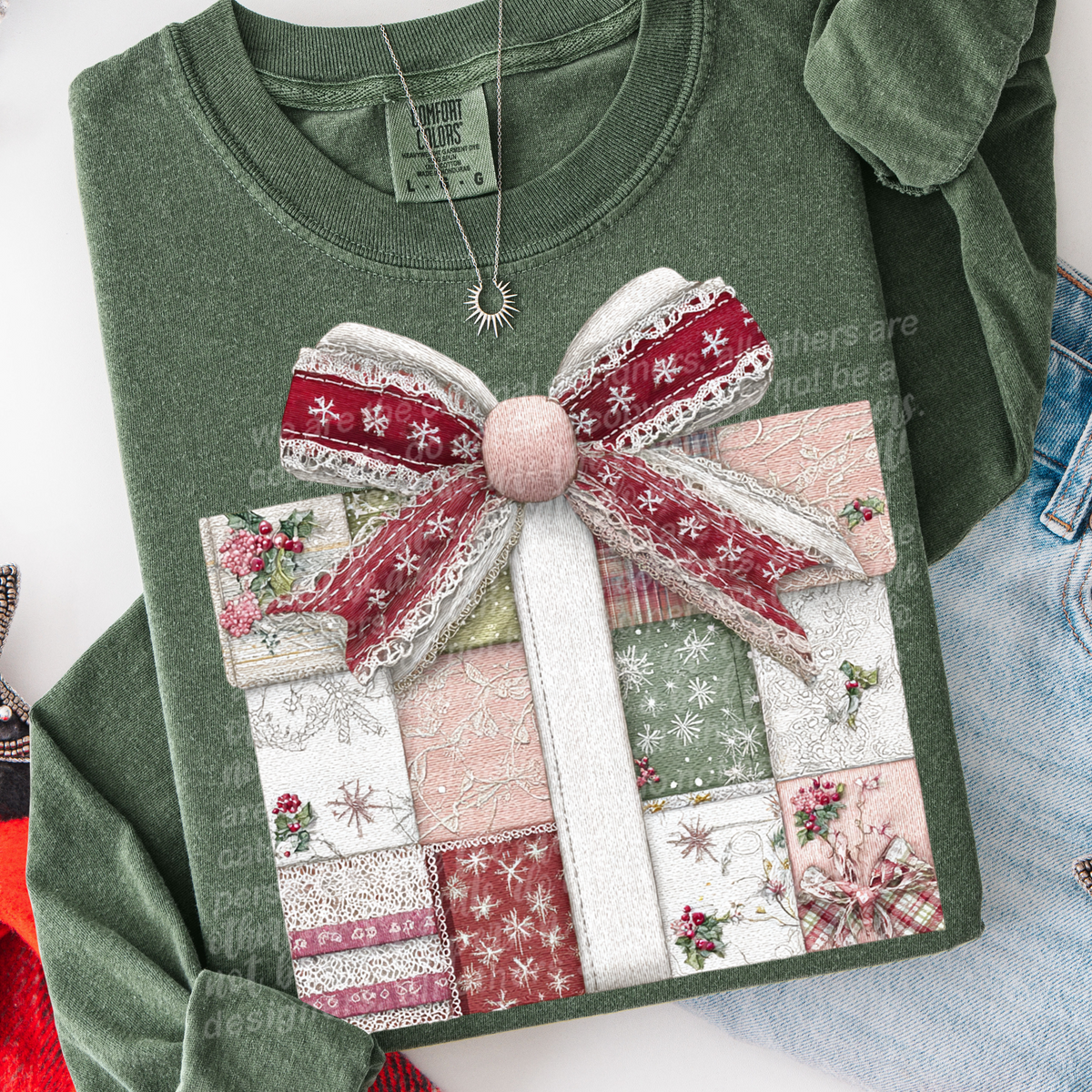 Faux Fabric Present (TTD) DTF Transfer