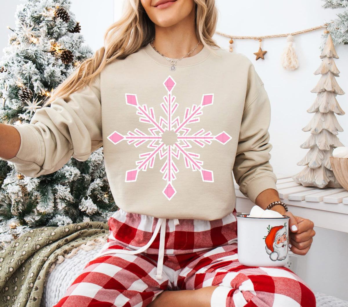 Pink and White Snowflake (Linda) DTF Transfer
