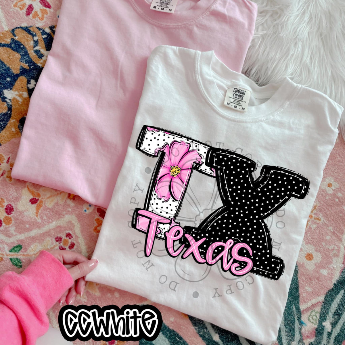 TX Texas pink flowers (SWD) 94541 DTF transfer