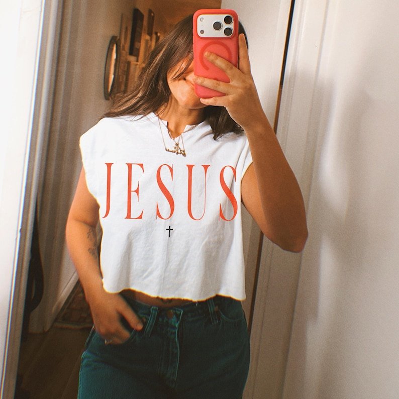 Jesus orange font DTF Transfer