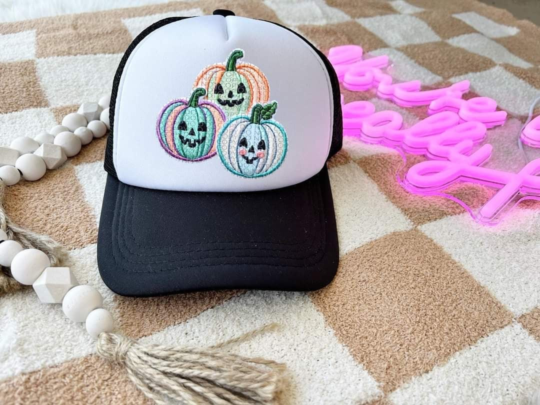 Pastel pumpkins hat patch (HW) 55279 DTF transfer