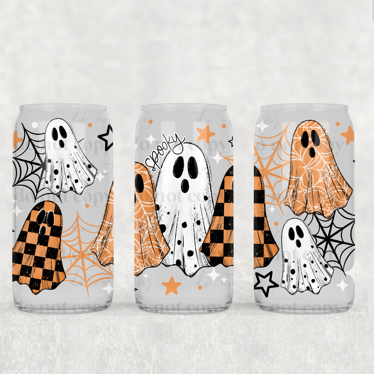Three ghosts (orange black white) (CSC) UV DTF WRAP