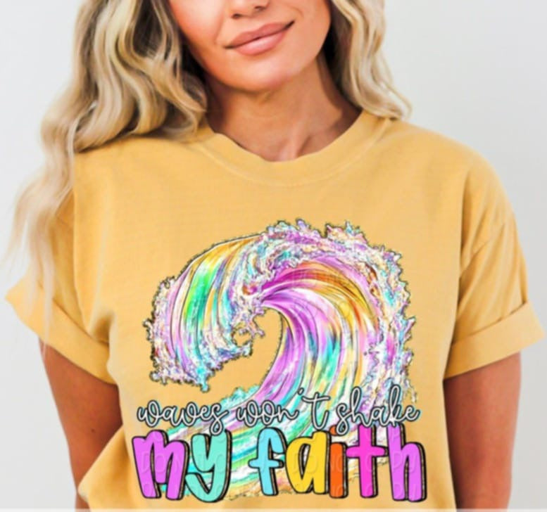 Waves won’t shake my faith 107246 DTF transfer