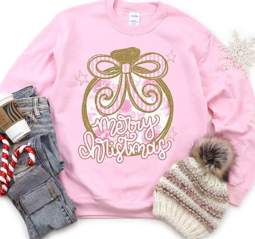 Merry Christmas gold and pink ornament (S&G) 64452 DTF transfer