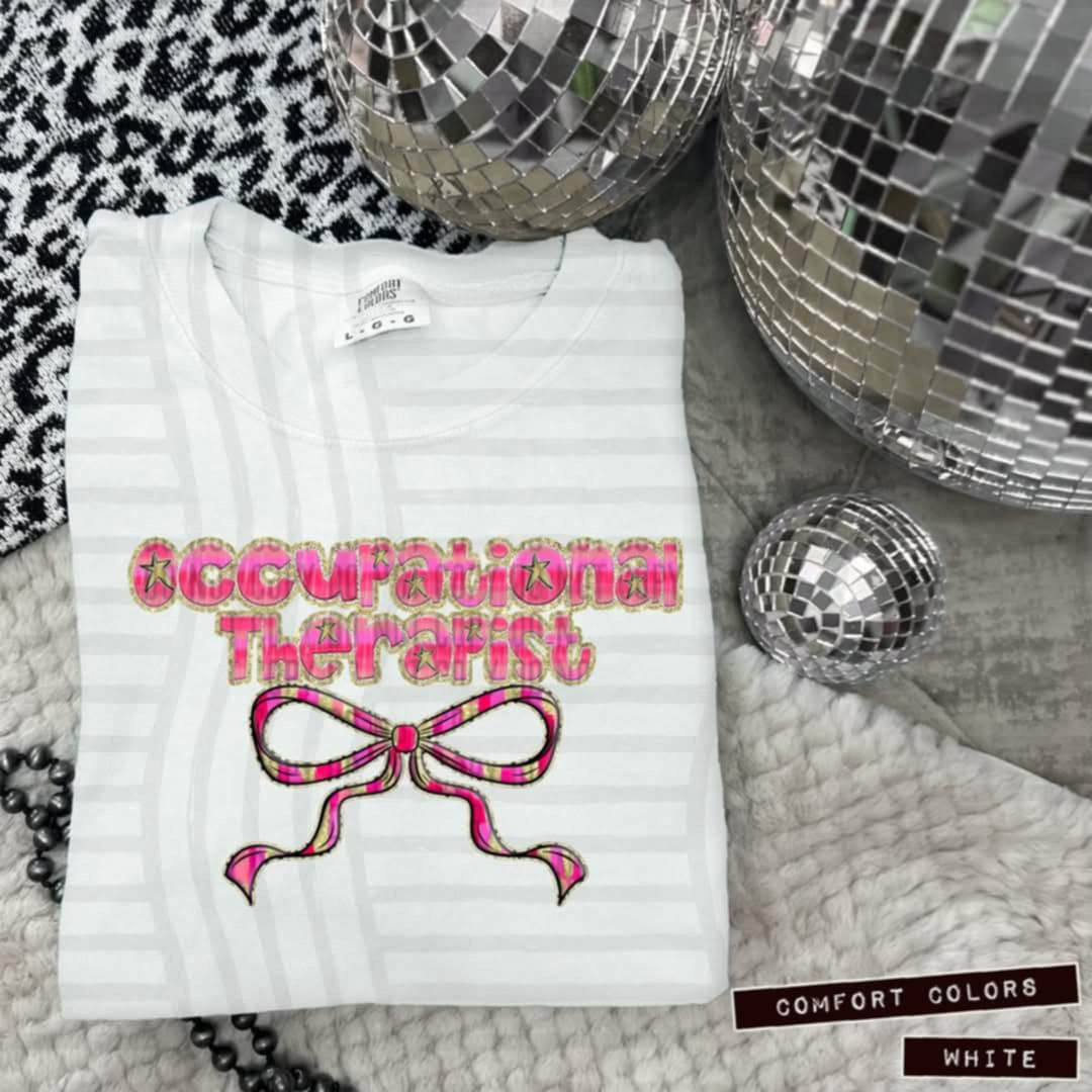 Occupational therapist pink with bow (Caplinger) 100642 DTF transfer