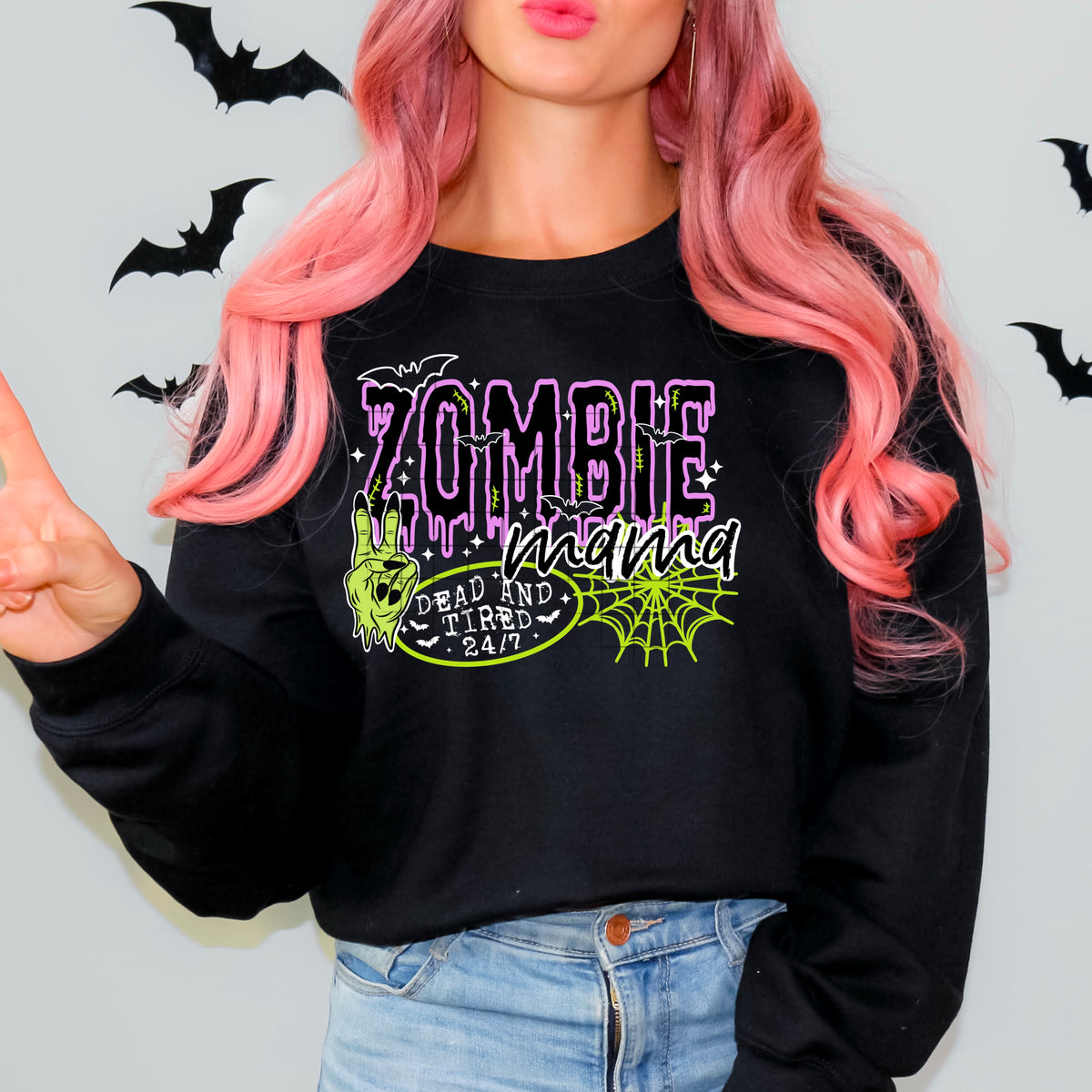 Zombie Mama purple and green CSC DTF transfer