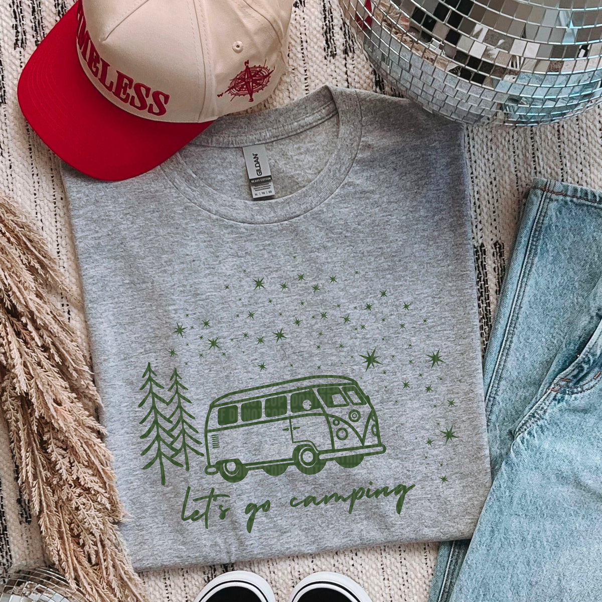 Let’s go camping green 97562 DTF transfer