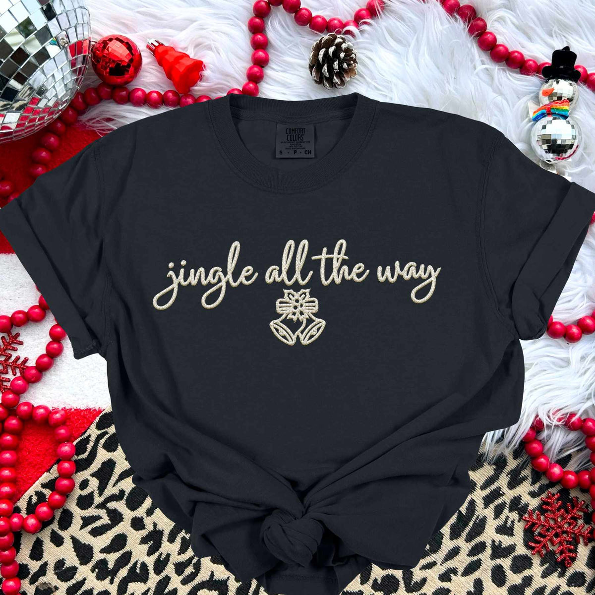 Jingle all the way ivory embroidery (HW) 67102 DTF transfer