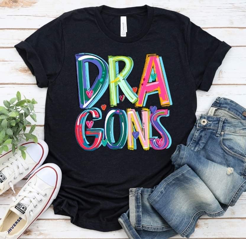 Dragons stacked (cherry words s&g) 30811 DTF transfers