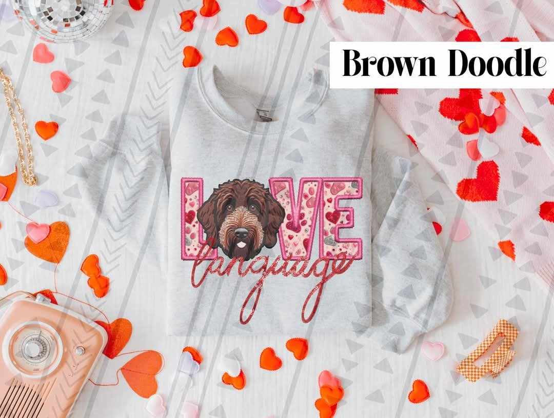 Love language brown doodle 73984 DTF transfer
