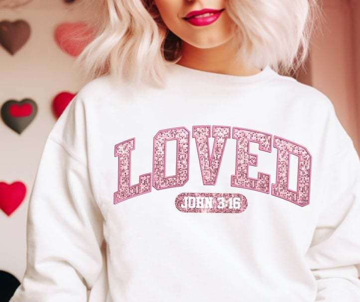 Loved light pink sequin 70776 DTF transfer