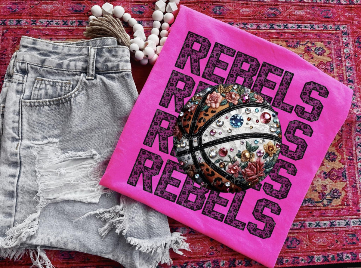 Rebels bedazzled basketball (VIRGO) 94454 DTF transfer