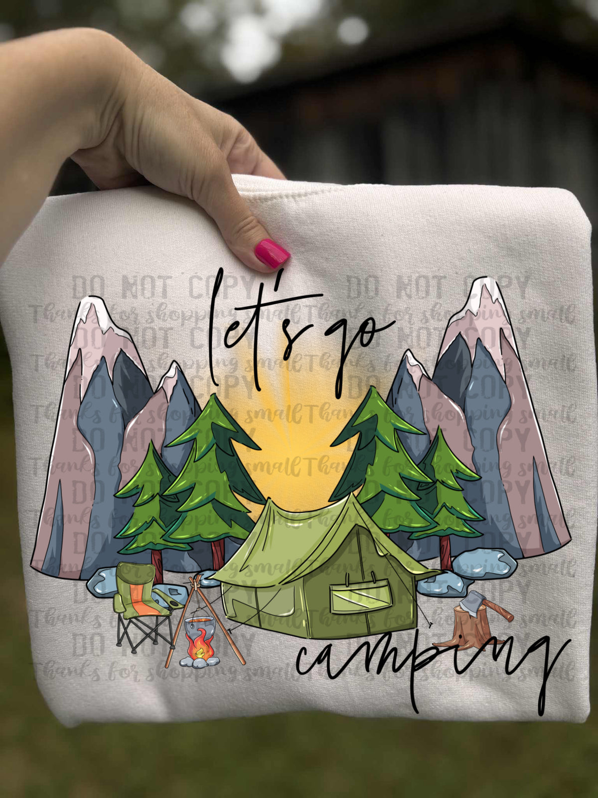 Let's go camping mountains (Ink) DTF Transfer