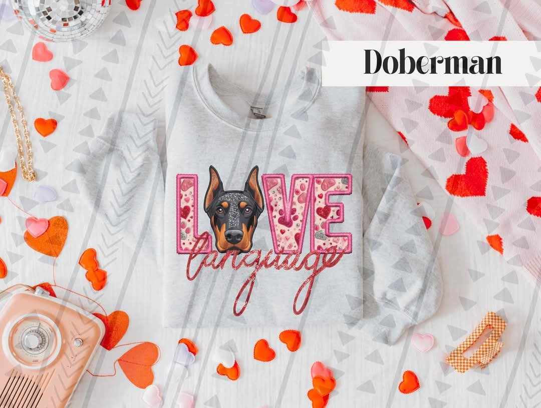 Love language Doberman 73989 DTF transfer