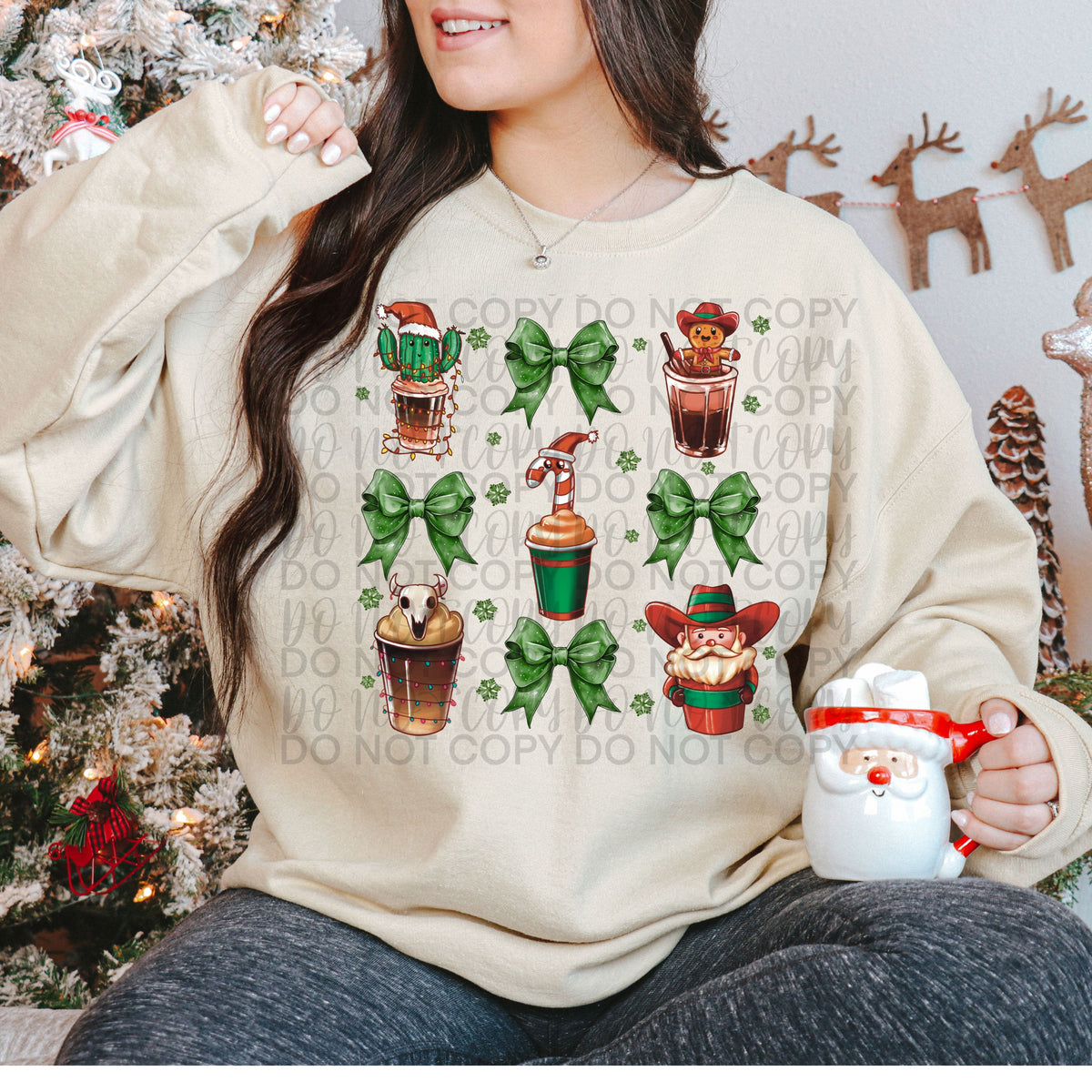 Cowboy Christmas collage (starlight) 67466 DTF transfer