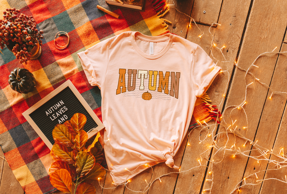 Autumn stadium letters with pumpkin 49778 DTF transfer