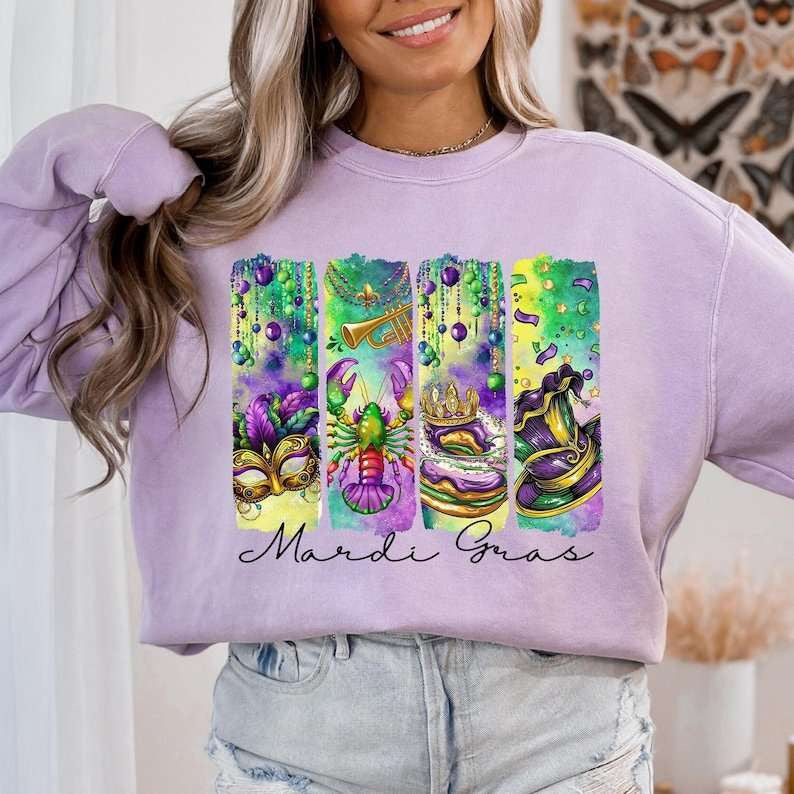 Mardi Gras rectangles 77687 DTF transfer