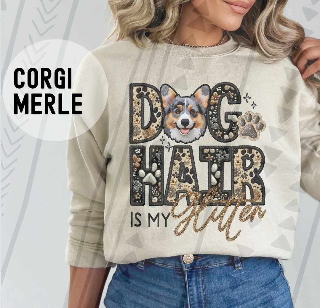 Merle corgi Dog hair is my glitter 79533 DTF transfer