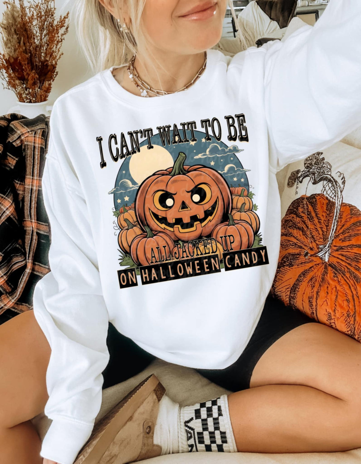 Jacked Up On Halloween Candy Pumpkin (DD) DTF transfer