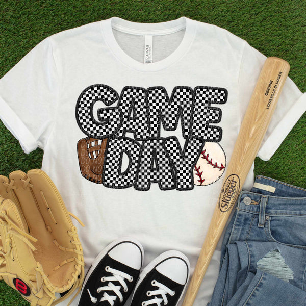 Game day checkered with baseball (CITY) 84968 DTF transfer