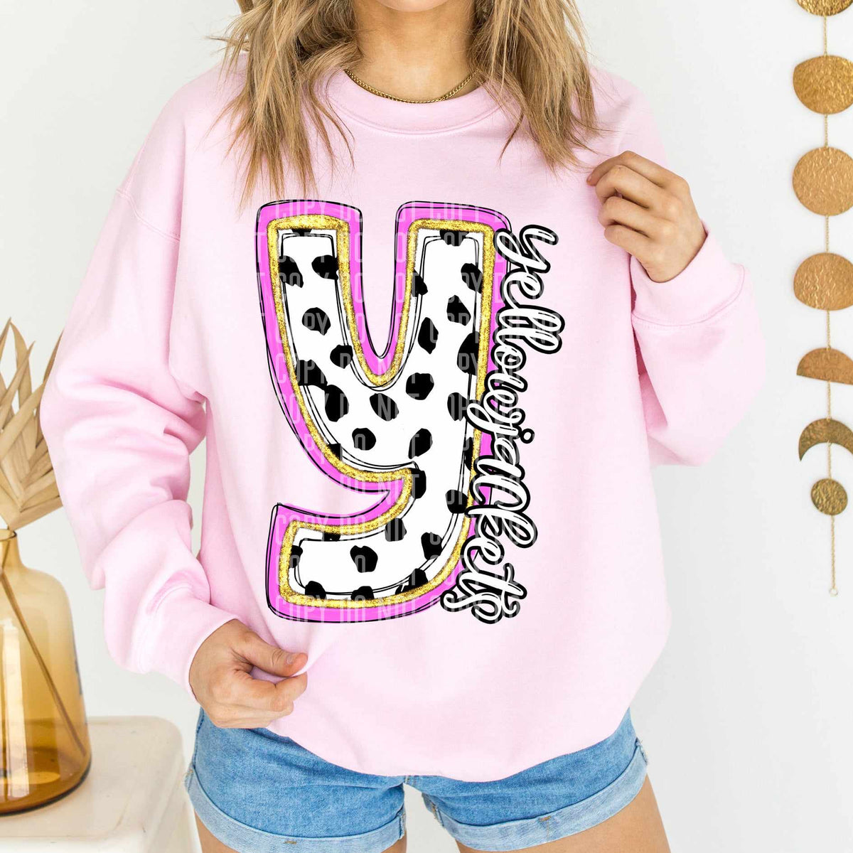 Yellowjackets Polka Font Mascot Caplinger 56217 DTF transfer