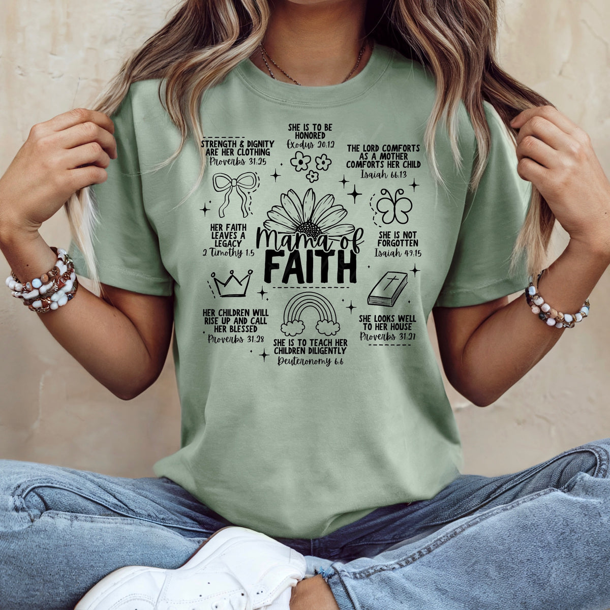 Mama of faith collage (all black) DTF Transfer