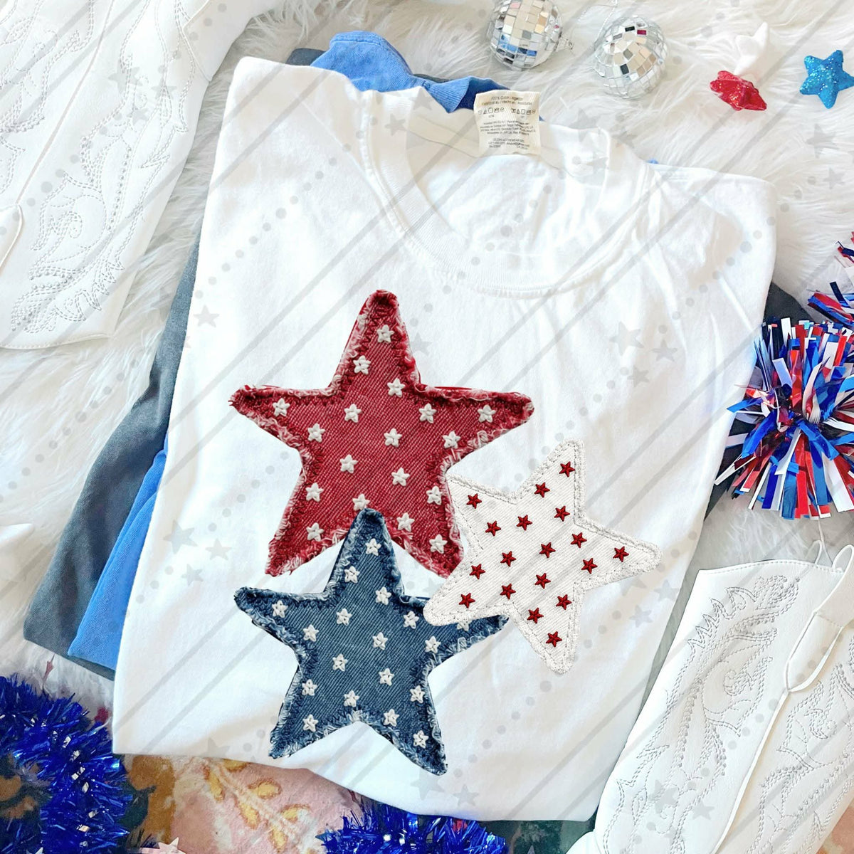 Trio denim stars (Carter) DTF Transfer