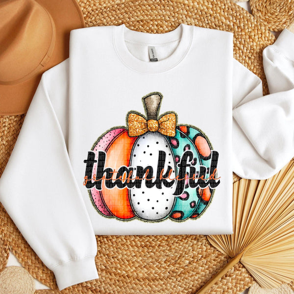 Thankful pumpkin with bow (SDD) 107930 DTF transfer