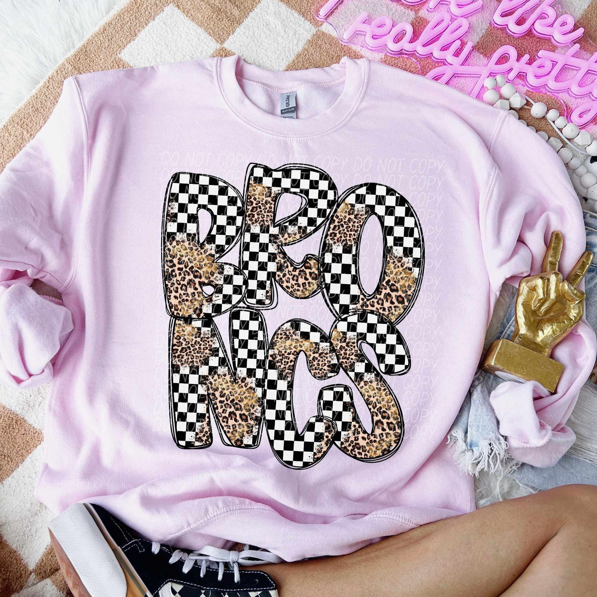 Broncos checkered leopard filled (CITY) 53118 DTF transfer