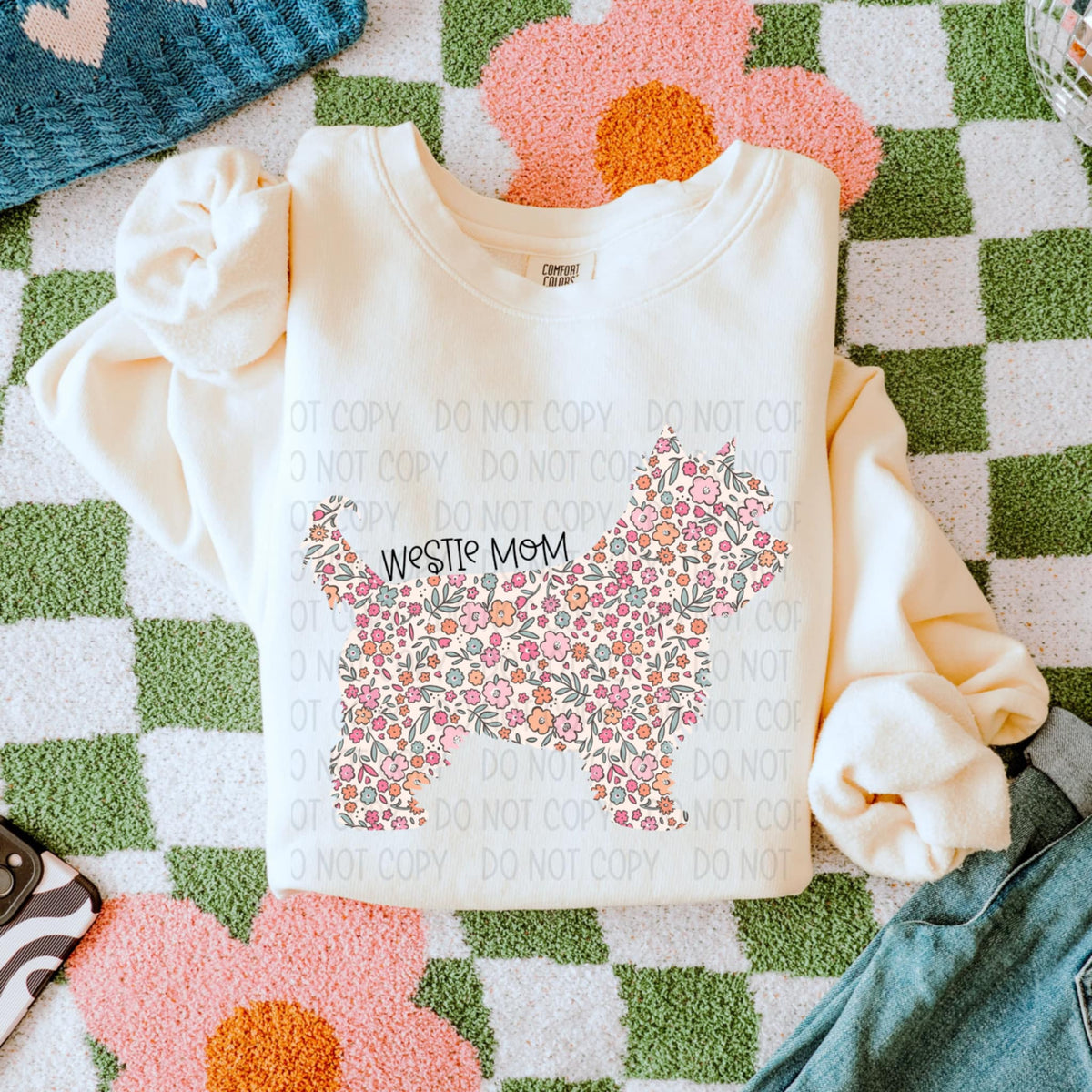 Westie mom floral puppy (SWD) 85306 DTF transfer