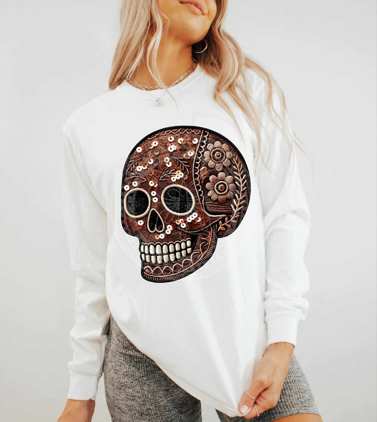 Brown sequin skull (C’s) 84391 DTF transfer