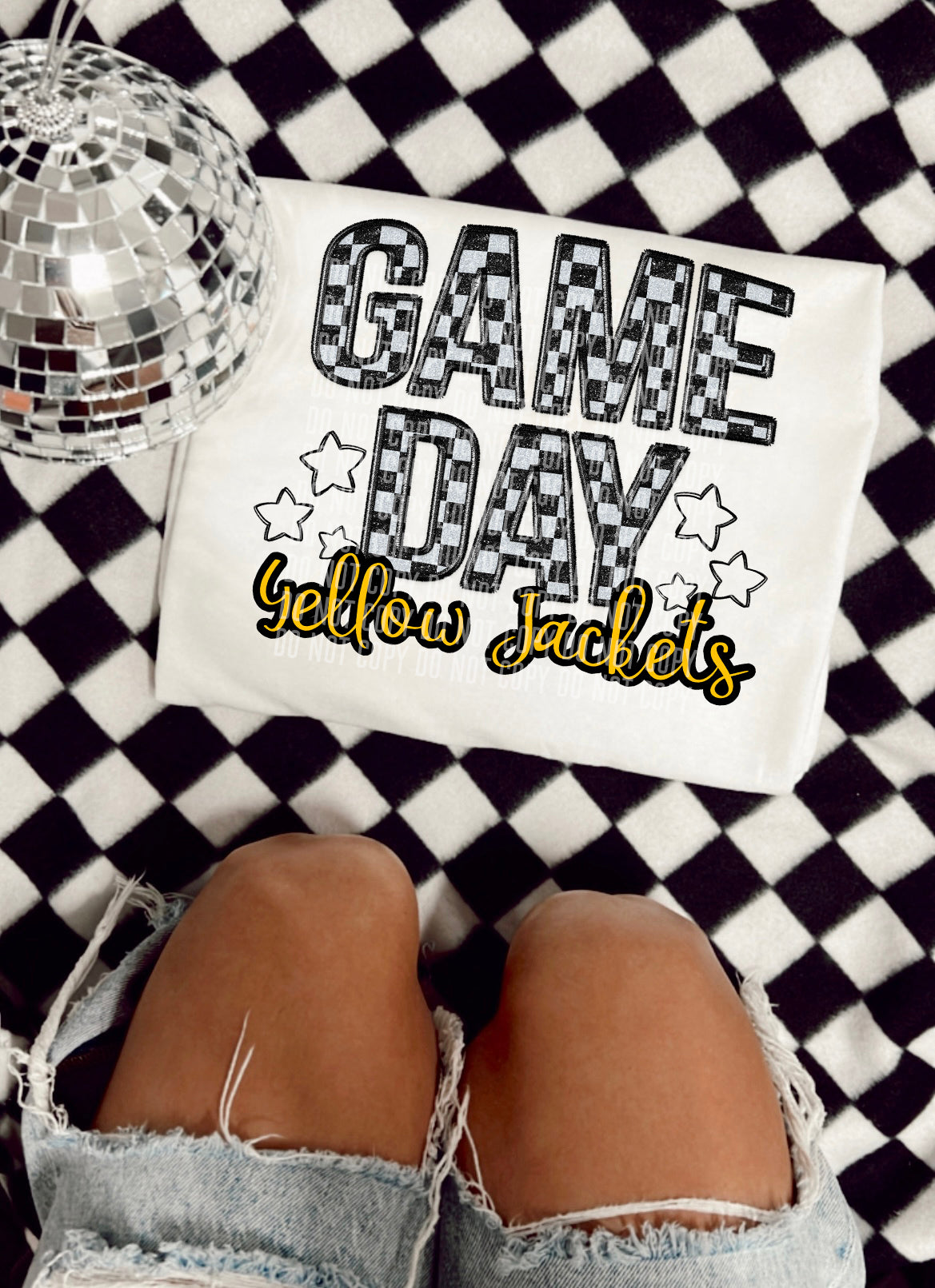 game Day Checkered Mascot Yellowjackets 30821 DTF transfers