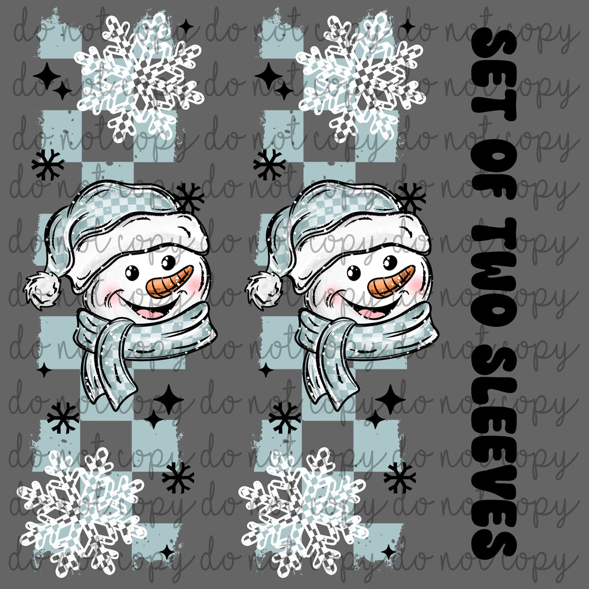 Checker happy snowman (set of two sleeves) sunday special DTF transfer