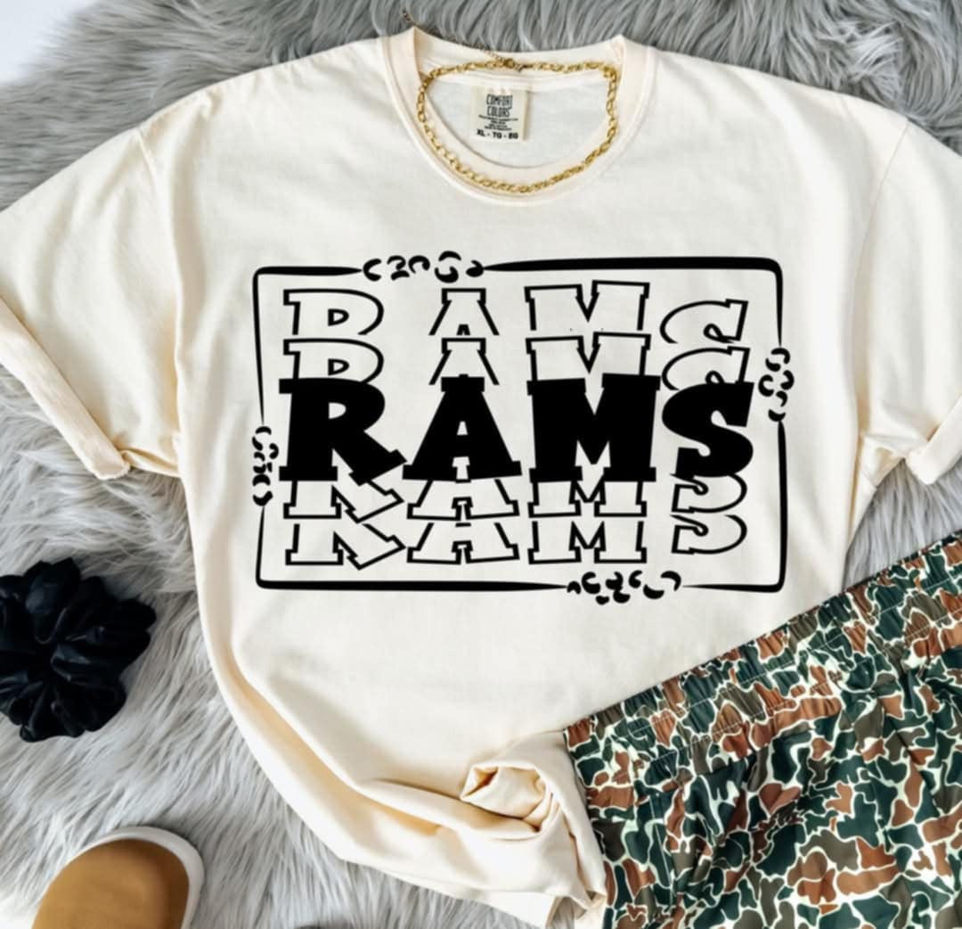 Rams stacked with frame (S&G) 98091 DTF transfer