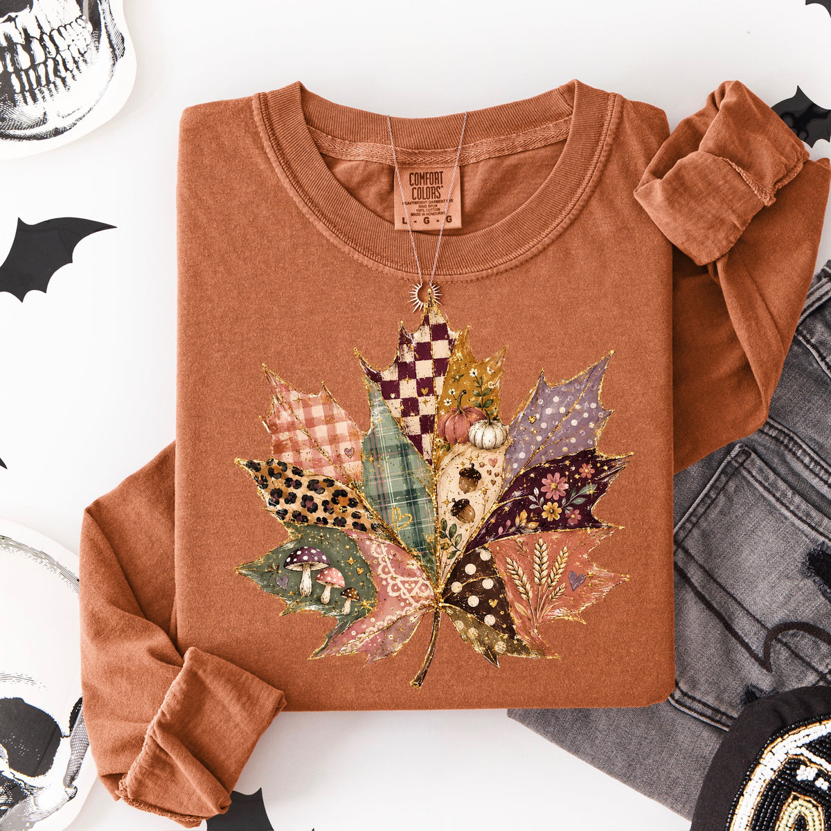Patchwork leaf DTF Transfer