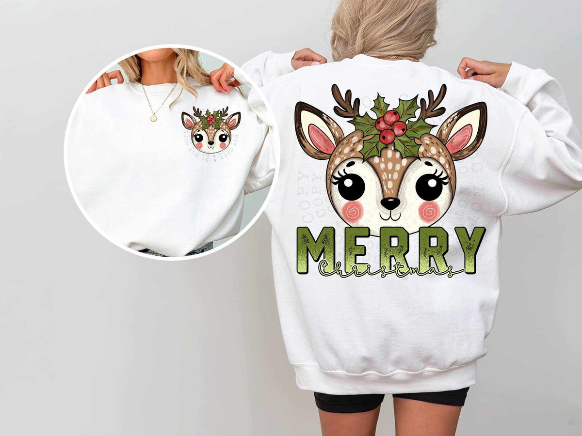 Merry Christmas reindeer exclusive BACK ONLY  62369 DTF transfer