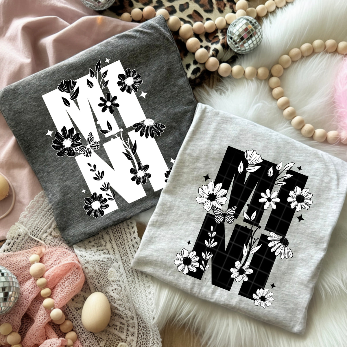 Mini Florals WHITE TEXT (CSC) DTF Transfer