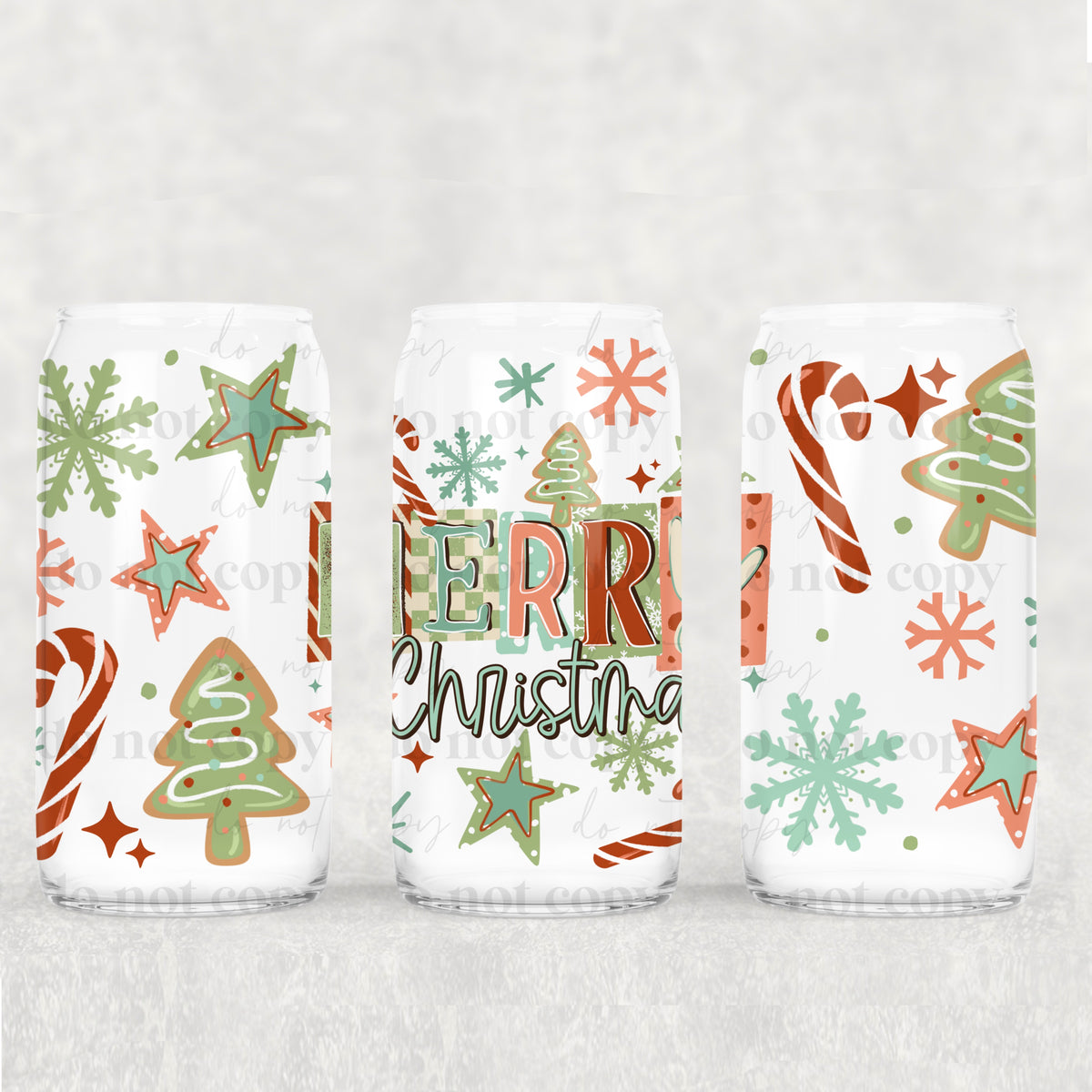 Merry Christmas with tree cookies UV DTF WRAP