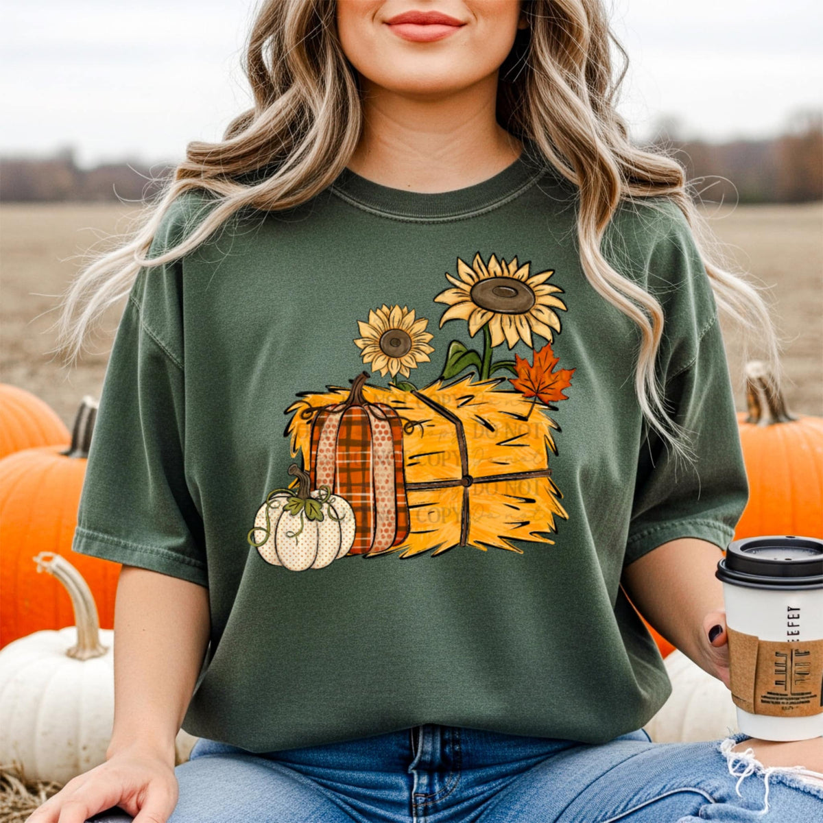 Hay and sunflowers (abd) DTF transfer