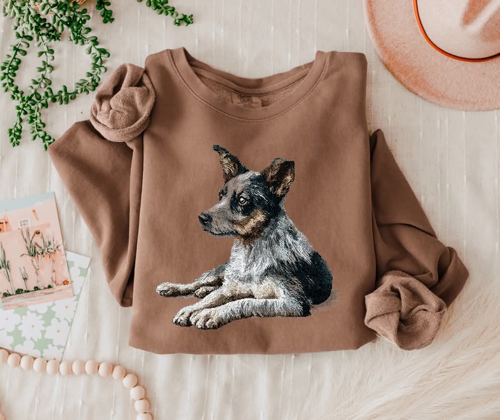 Needlepoint Blue Heeler (s&g) DTF Transfer
