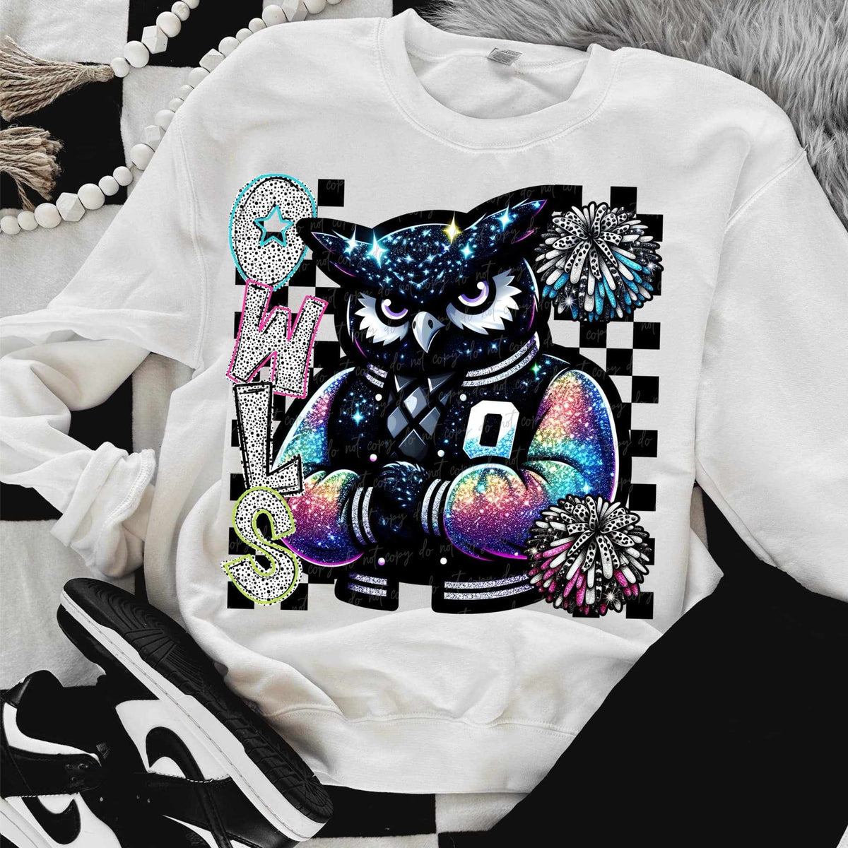 Owls Dalmatian filled with mascot (VIRGO) 58026 DTF transfer