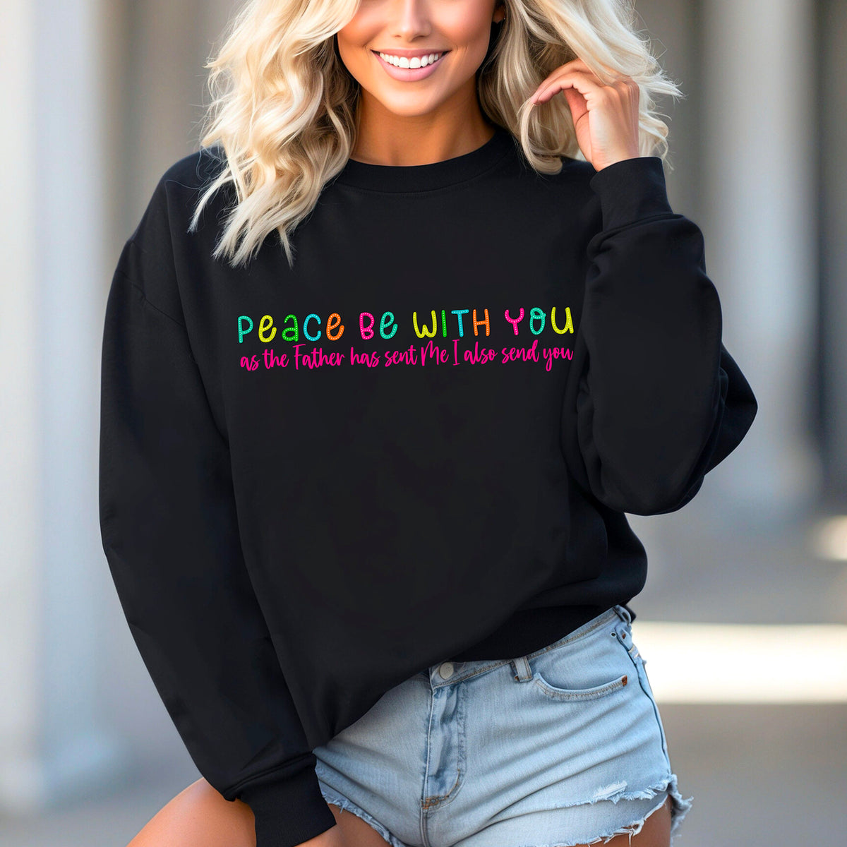 Peace with you colorful and pink  91653 DTF transfer