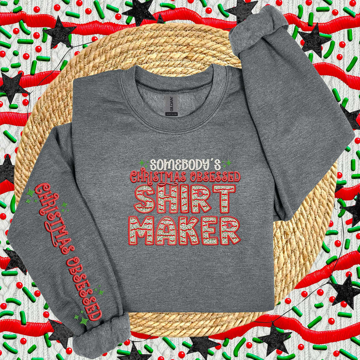 Somebody’s Christmas obsessed shirt maker FRONT (HW) 70014 DTF transfer