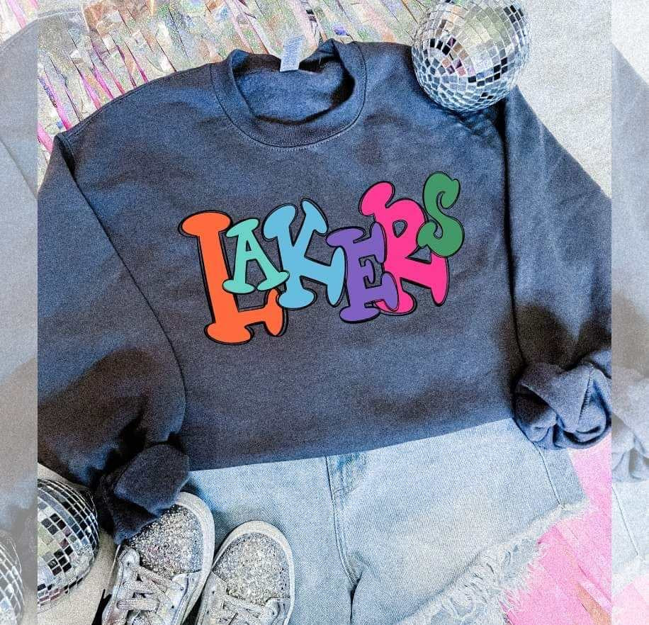 Lakers colorful bubble font (S&G) 64501 DTF transfer