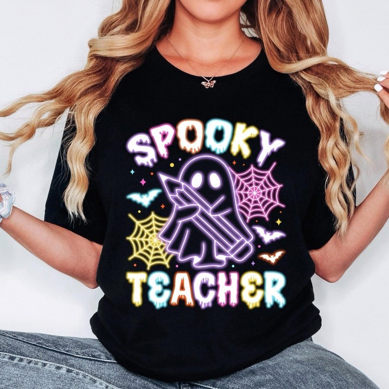 Spooky teacher neon ghost 58229 DTF transfer