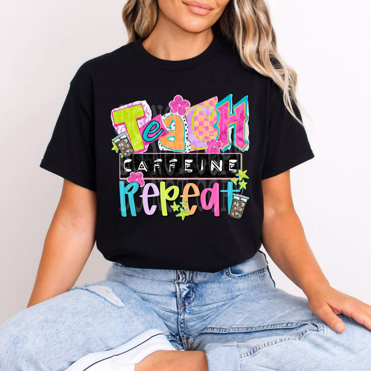 Teach Caffeine repeat (c’s) DTF transfer
