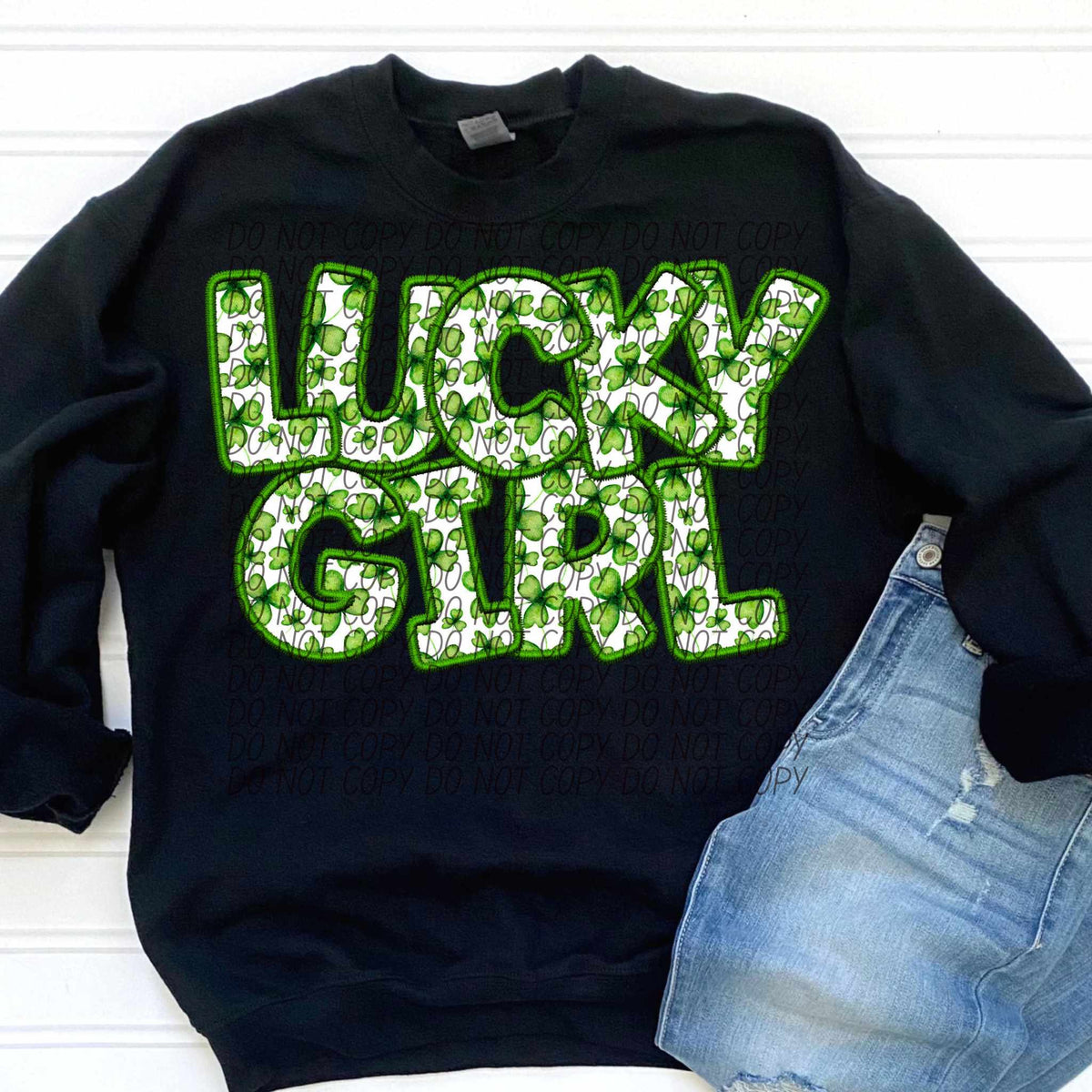 Lucky girl clover embroidery (CITY) 85100 DTF transfer