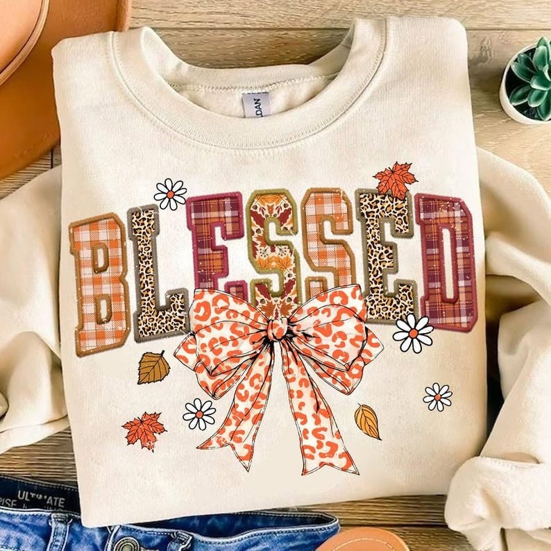 Blessed orange leopard bow 64776 DTF transfer